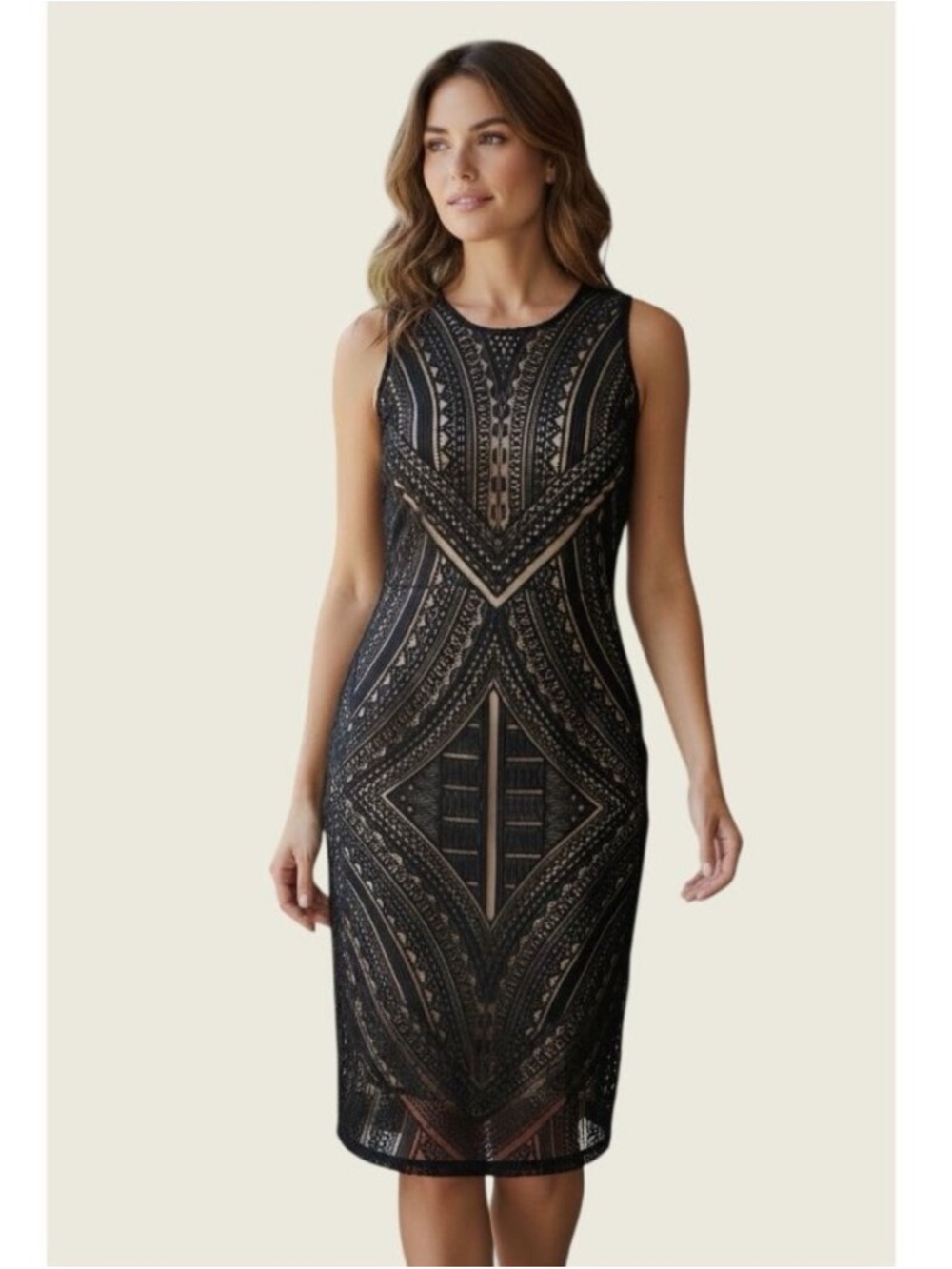 Medium Sleeveless Black Sheath Dress